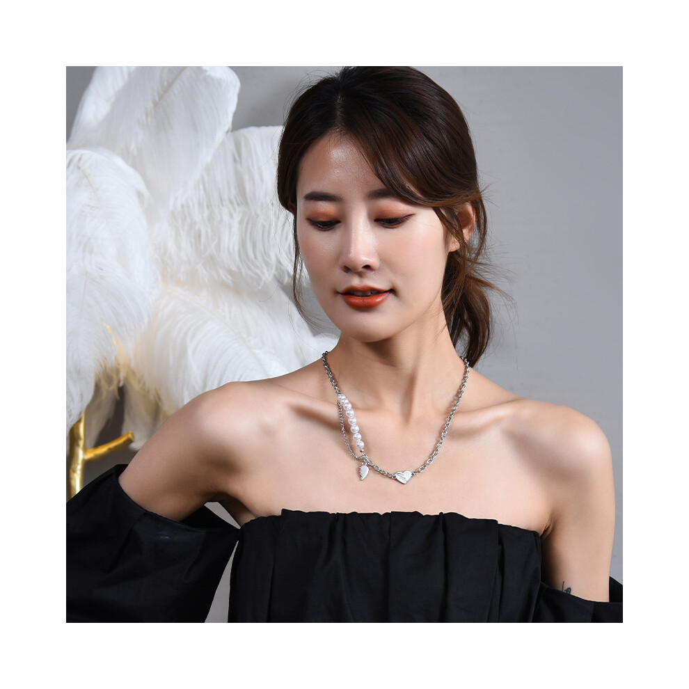Heart Chic Pearl Titanium Steel Tassel Necklace For Fashionable Women And Men - Image 5