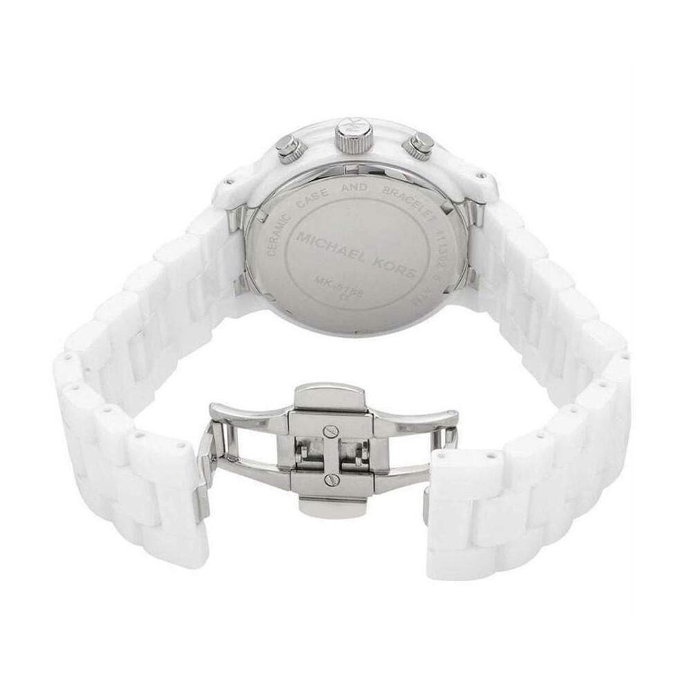 Runway Ladies White Ceramic Bracelet Chronograph Round Watch MK5188 - Image 3