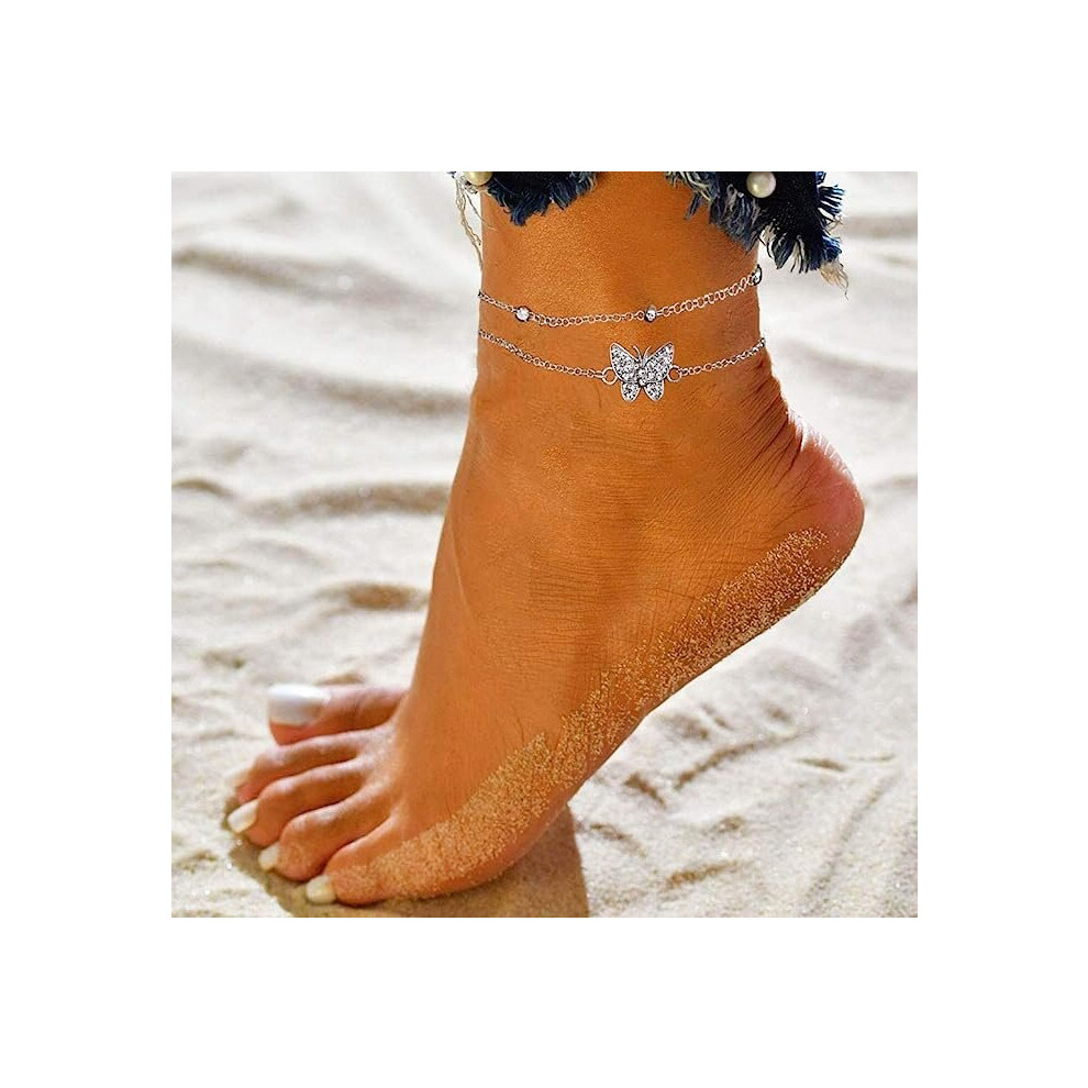 14k Butterfly Silver Anklets for Women - Adjustable Anklets for Women - Jewelry Anklet Gifts for Women Teens and Girls - Image 4