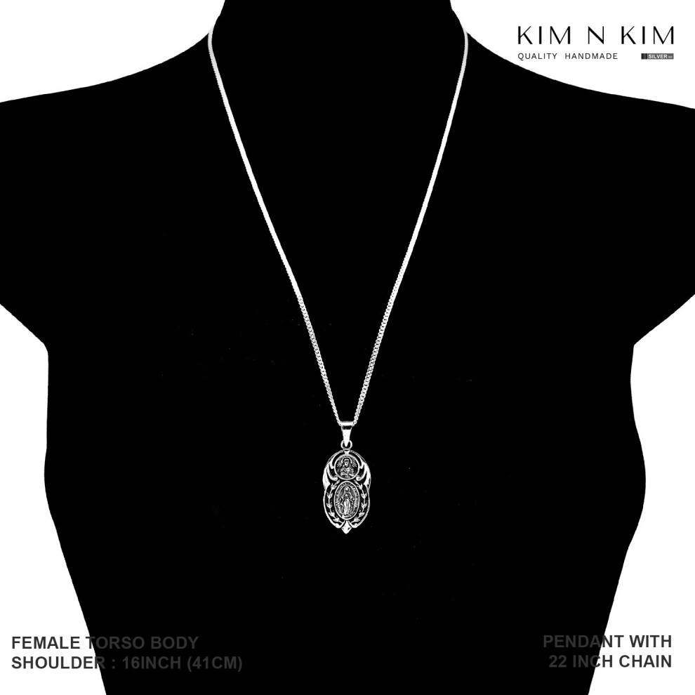 (16 inches) Virgin Mary Pendant Necklace /Miraculous Medal/The Madonna Under The Christ with Crown /Free engraving /Solid 925 Silver - Image 6