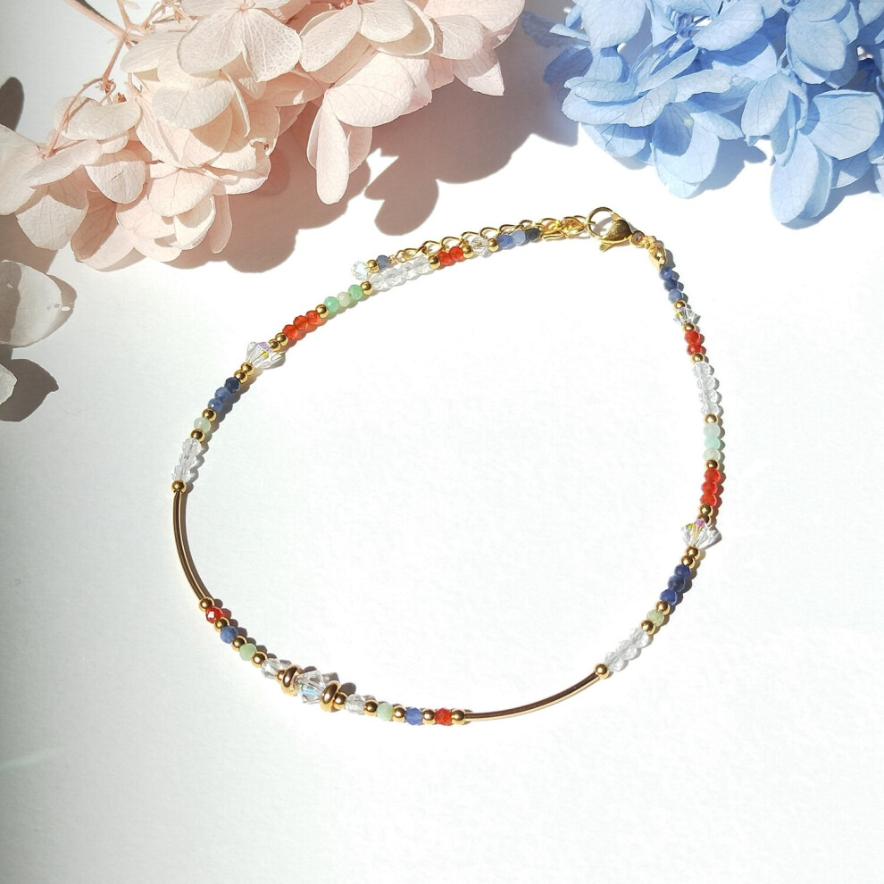 2mm Natural Stone Anklet 24+3cm Bohe Jewelry For Female
