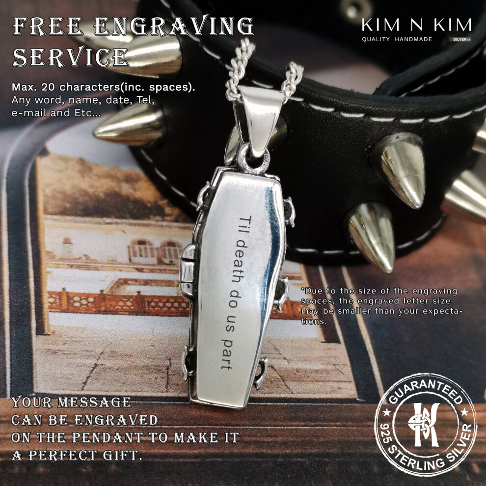 (34 inches) Weighted Opening Coffin Cross Pendant Necklace /Free Engraving /Solid 925 Sterling Silver - Image 2