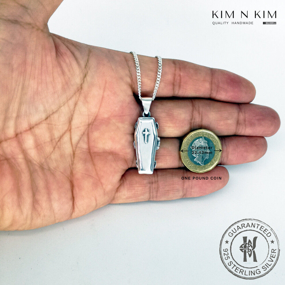 (34 inches) Weighted Opening Coffin Cross Pendant Necklace /Free Engraving /Solid 925 Sterling Silver - Image 6