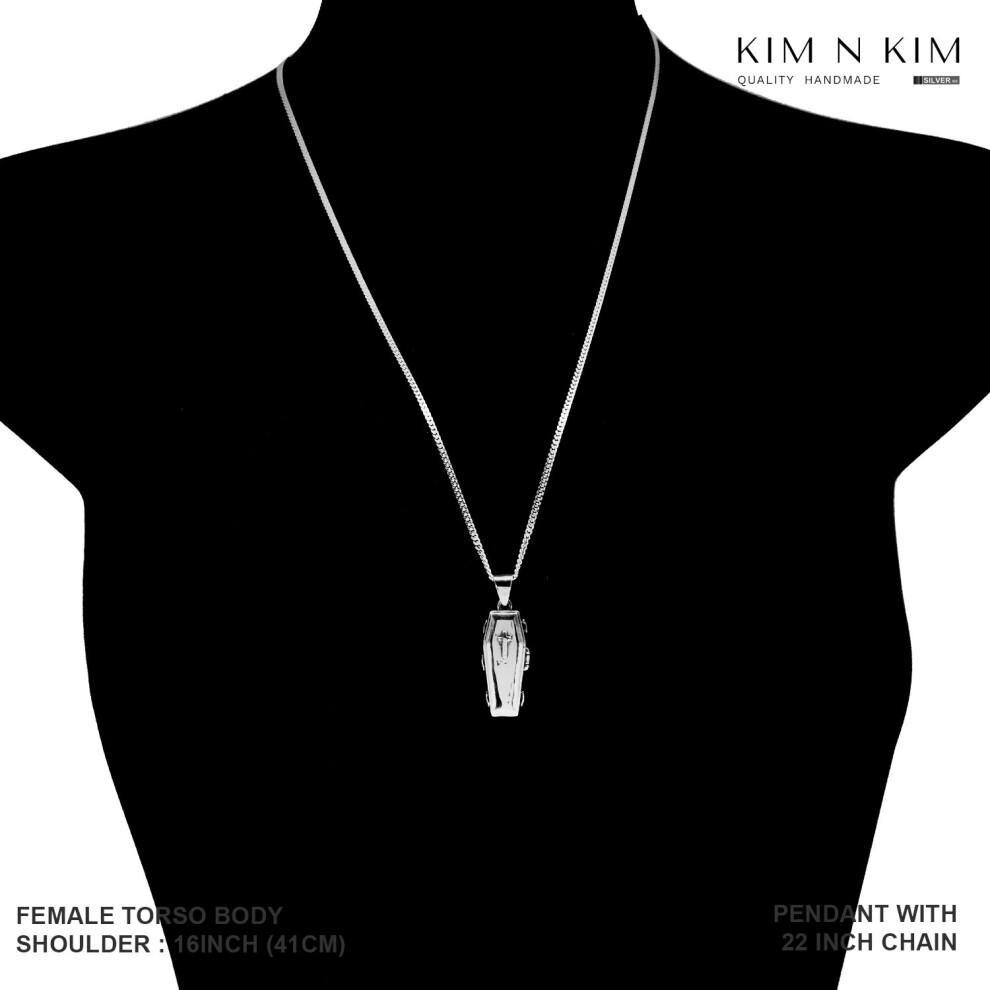 (34 inches) Weighted Opening Coffin Cross Pendant Necklace /Free Engraving /Solid 925 Sterling Silver - Image 7