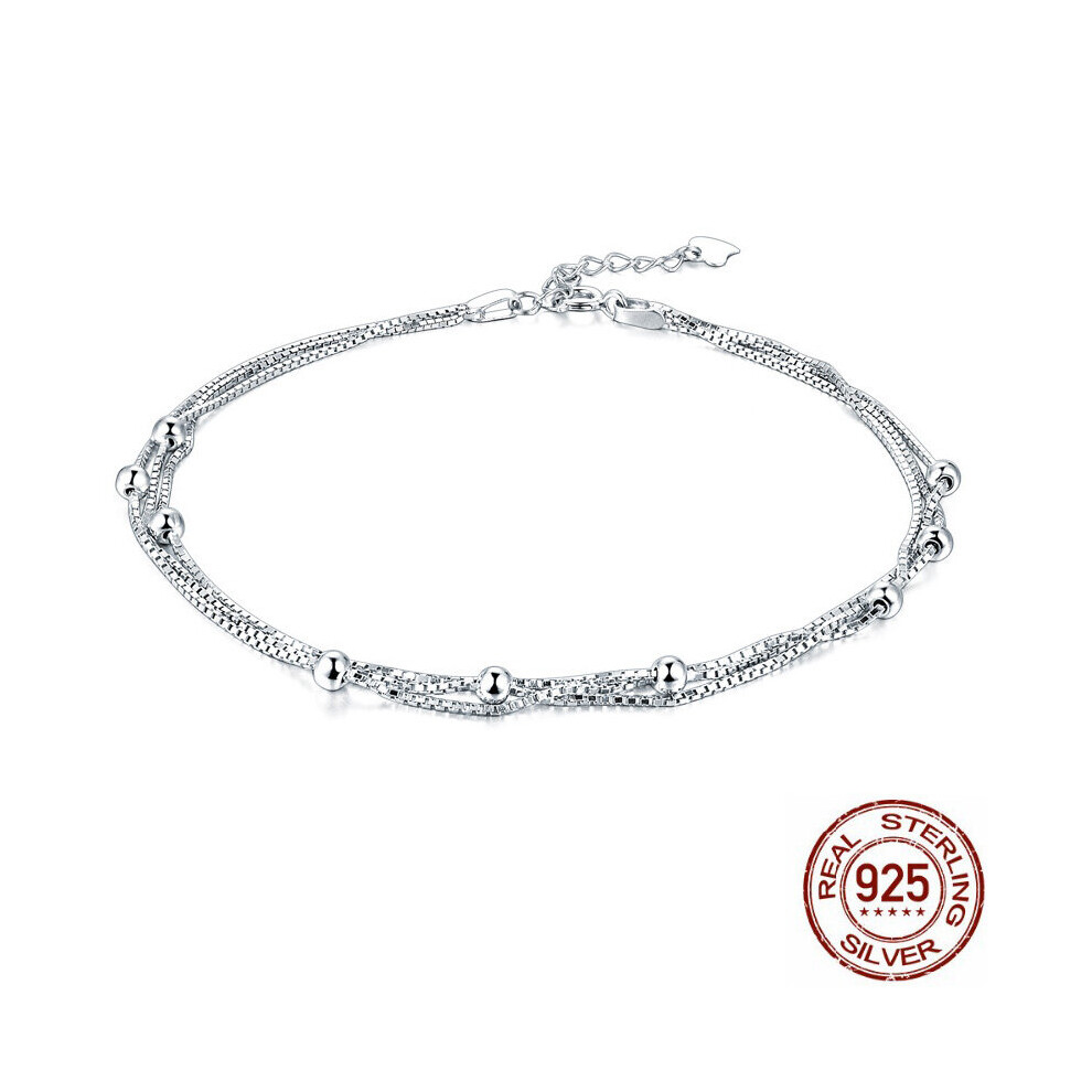 925 Sterling Silver Enkelbandje Halhal For Woman Girl Charm 3mm Lucky Beads Silver Anklet Jewelry Love Surprises - Image 2