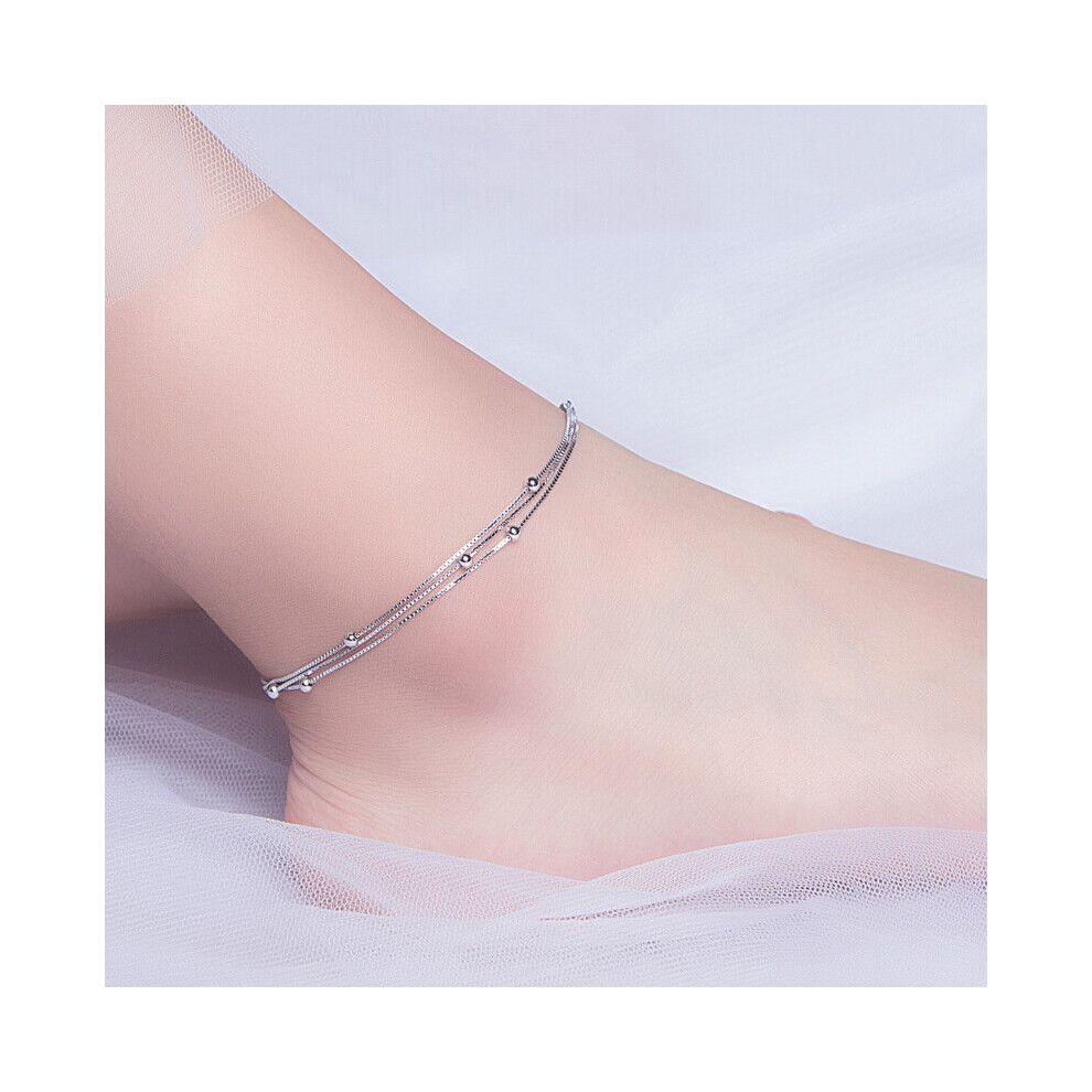 925 Sterling Silver Enkelbandje Halhal For Woman Girl Charm 3mm Lucky Beads Silver Anklet Jewelry Love Surprises