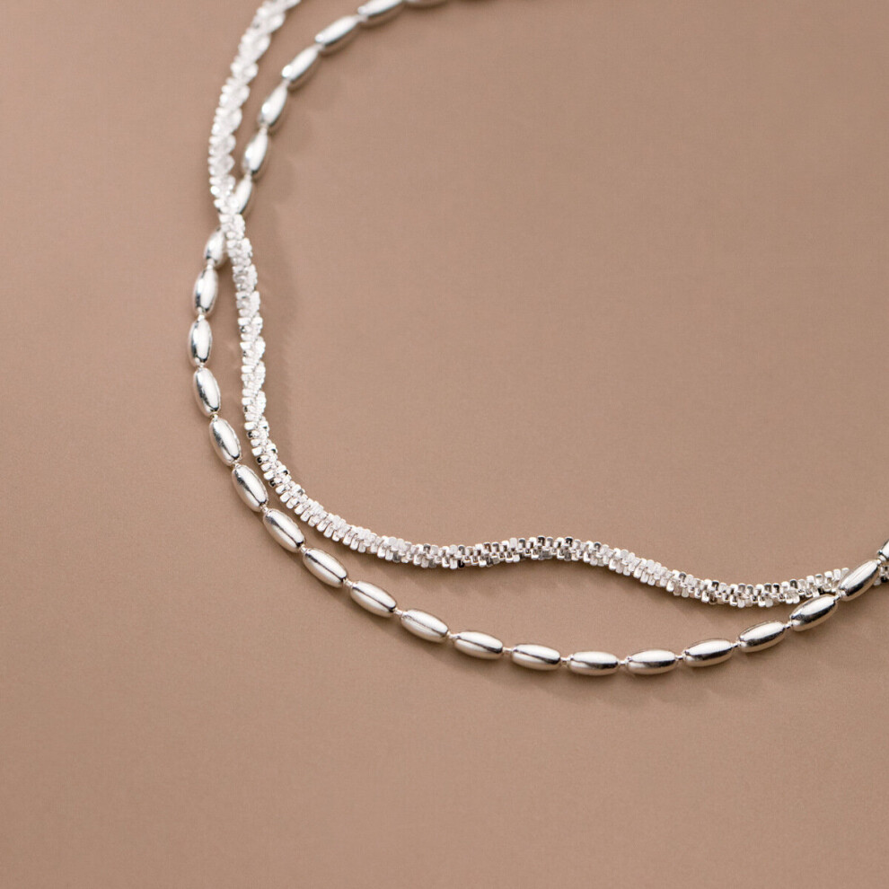 925 Sterling Silver Real Popcorn Chain Bead Anklets For Women Double-Deck Releases Female Tobillera - Image 5