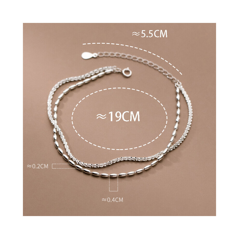 925 Sterling Silver Real Popcorn Chain Bead Anklets For Women Double-Deck Releases Female Tobillera - Image 6