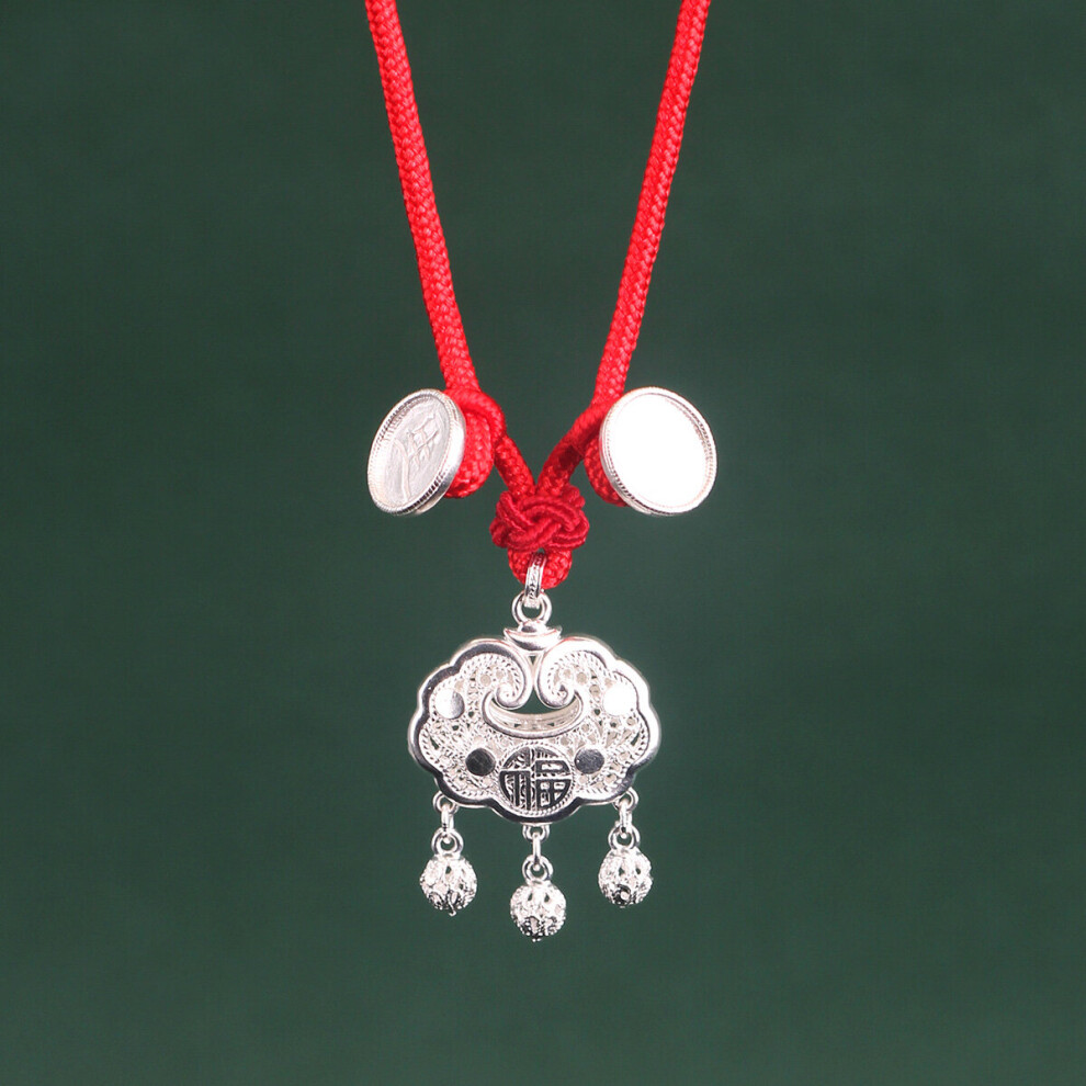 999 Sterling Silver National Style Jewelry Bracelet, Anklet, Pendant - Image 4