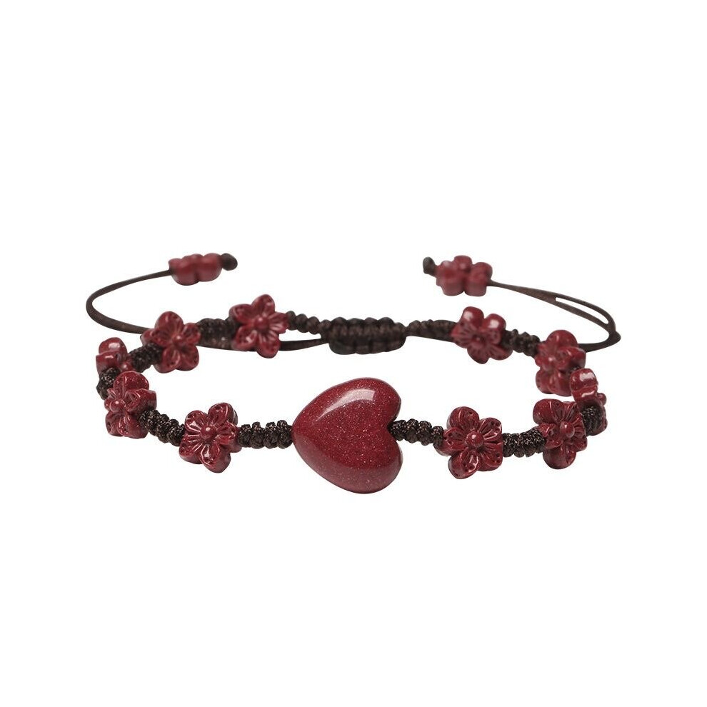 Cinnabar Heart Bracelet Women Men Jewelry Bangle Man Gemstones Amulet Beaded Natural Accessories Gemstone