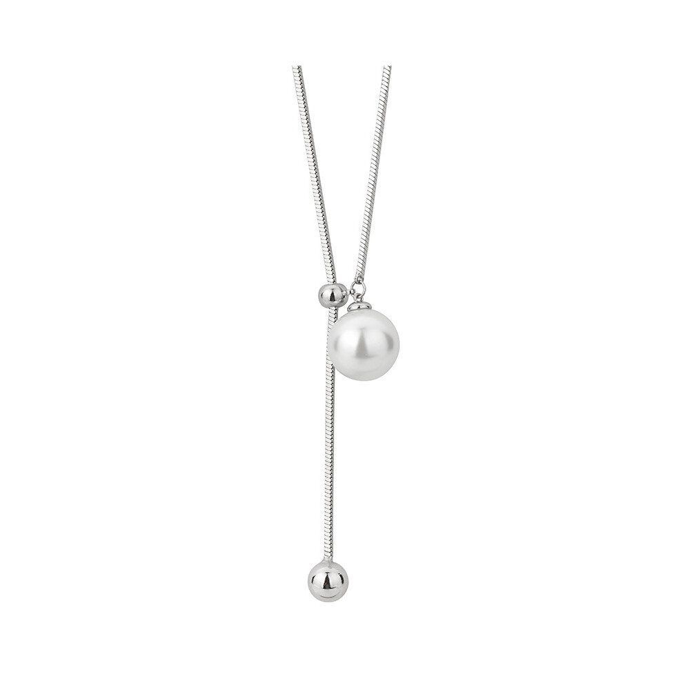 Elegant Long Pearl Necklace For Women In Titanium Steel With Geometric Design Ideal For Fall And Winter Fashion - Image 7