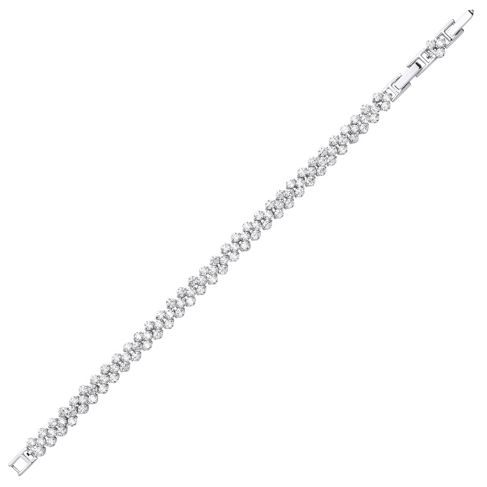 Ladies Sterling Silver Cubic zirconia Cluster Eternity Tennis Bracelet 6mm 7.5 inch (With Extension) - GVB412 - Image 2