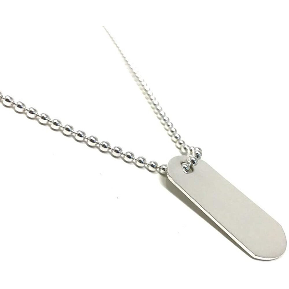 MENS Silver Dog Tag Necklace Pendant on 51 cm Bead Chain - Image 3