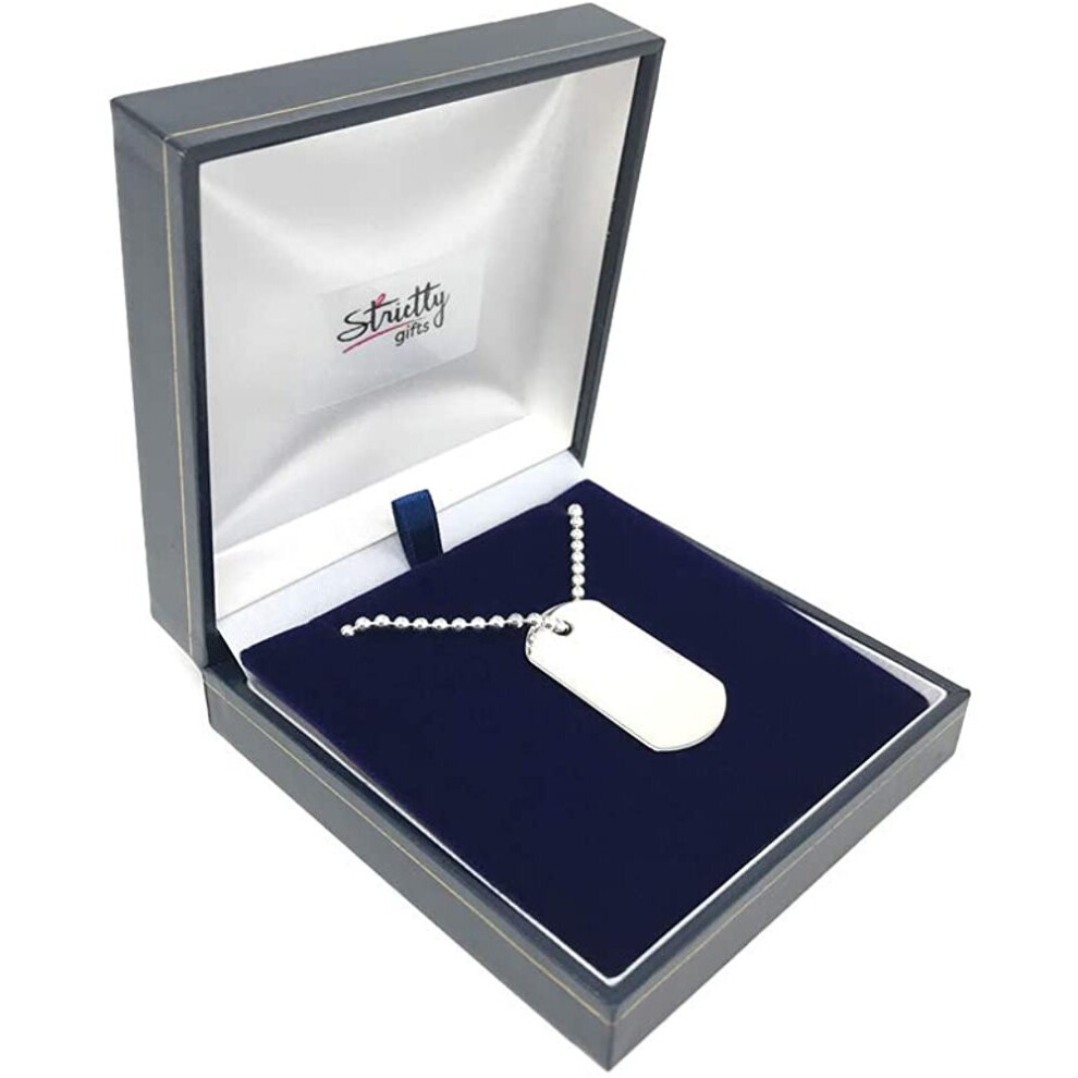 MENS Silver Dog Tag Necklace Pendant on 51 cm Bead Chain - Image 5