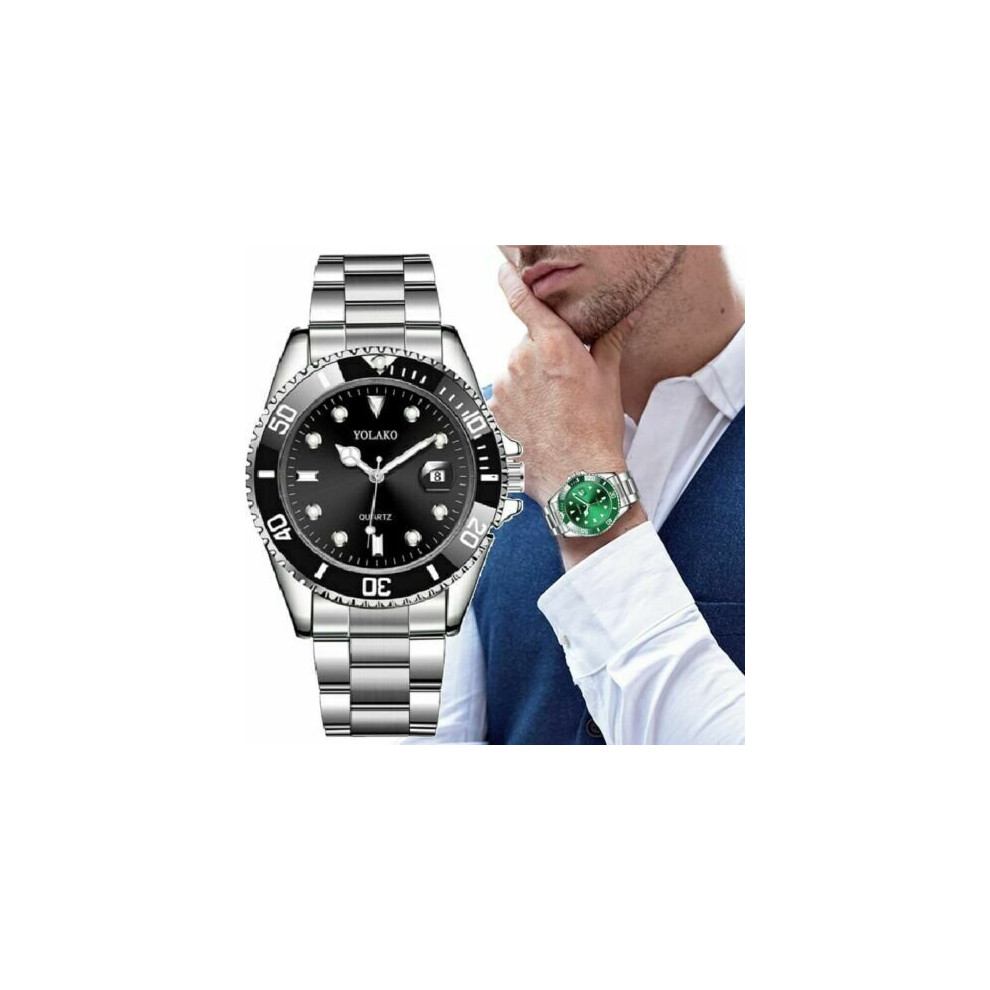 (Mens Stainless Steel Watch Blue) Mens Stainless Steel Watch Classic Luxury Casual Analog Date Quartz Wrist watch - Image 3