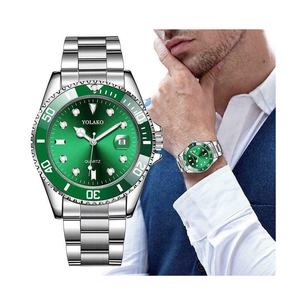 (Mens Stainless Steel Watch Blue) Mens Stainless Steel Watch Classic Luxury Casual Analog Date Quartz Wrist watch - Image 4