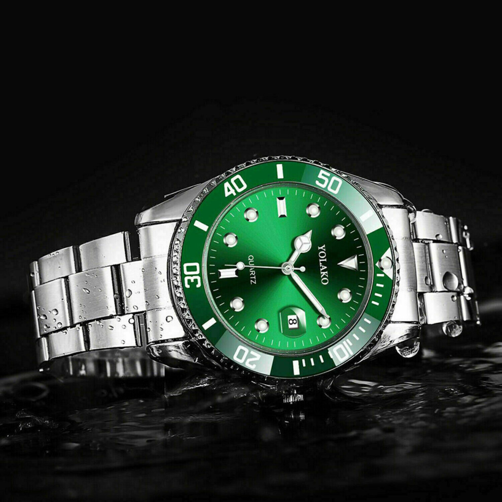 (Mens Stainless Steel Watch Blue) Mens Stainless Steel Watch Classic Luxury Casual Analog Date Quartz Wrist watch - Image 5