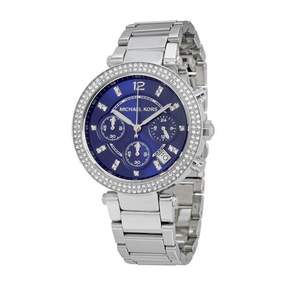 Ladies  Chronograph Watch Stainless Steel Bracelet Blue Dial MK6117