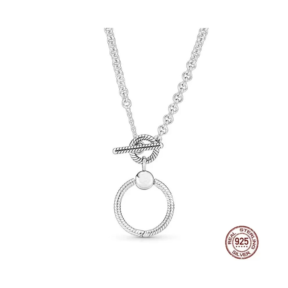 (Moment O Pendant T-bar Silver ) 925 Sterling Silver Necklaces Pendant Classic Heart Shaped Necklaces