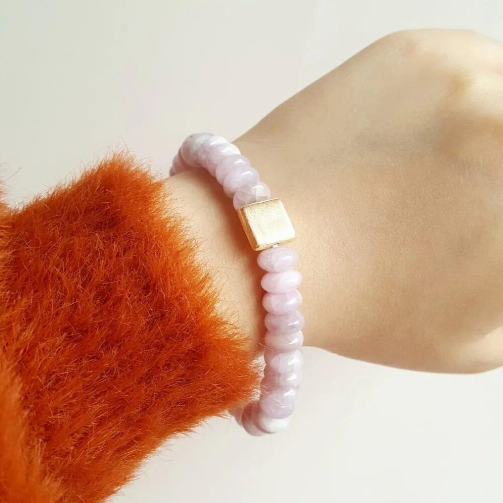 Natural Gemstone Kunzite Bracelet 925 Sterling Silver 18K Plated Bracelet Jewelry - Image 4