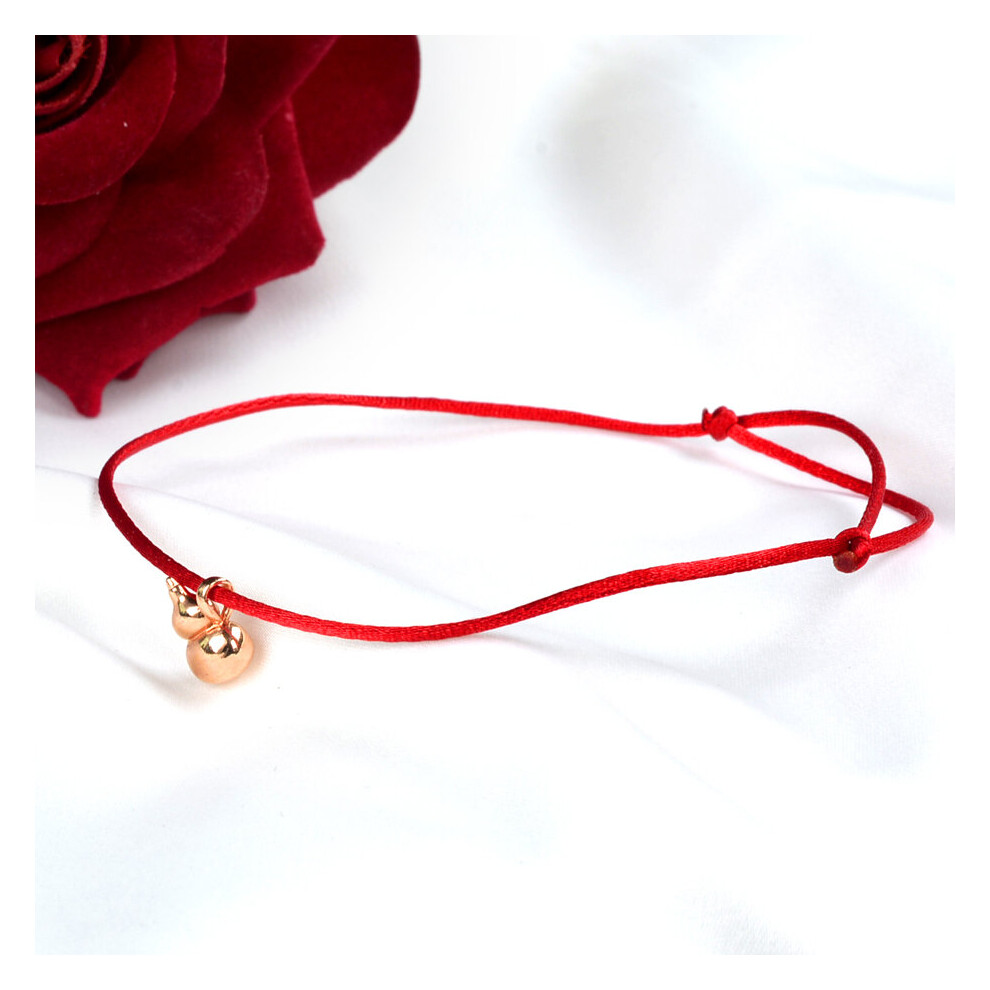 Real 18K Anklet AU750 Gourd Pendant Adjustable Red Rope for Women Fine Jewelry Gift J574 - Image 4