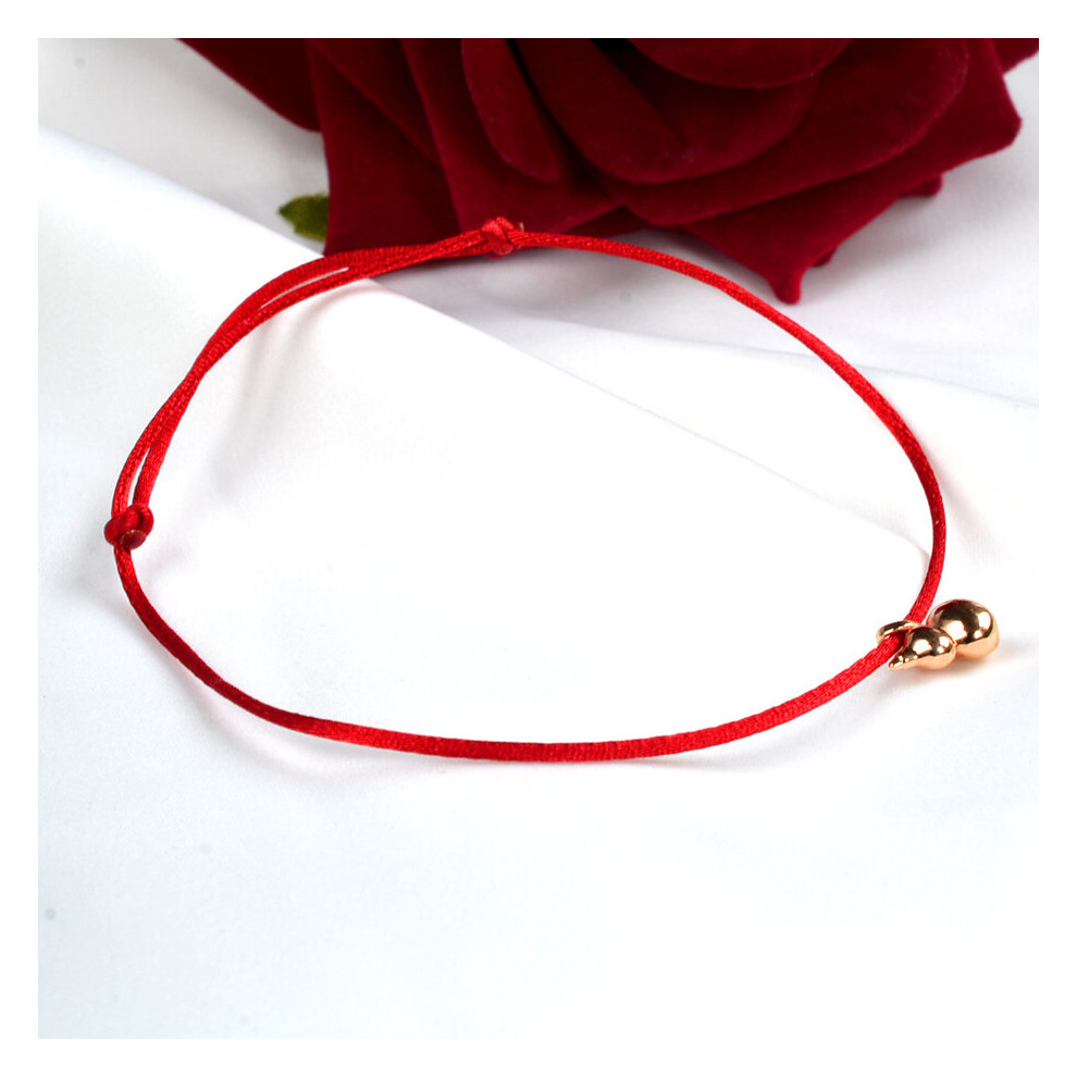 Real 18K Anklet AU750 Gourd Pendant Adjustable Red Rope for Women Fine Jewelry Gift J574 - Image 5
