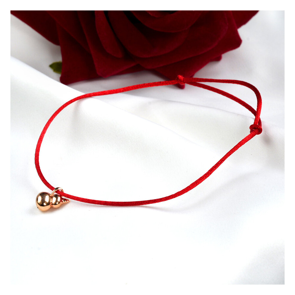 Real 18K Anklet AU750 Gourd Pendant Adjustable Red Rope for Women Fine Jewelry Gift J574 - Image 6