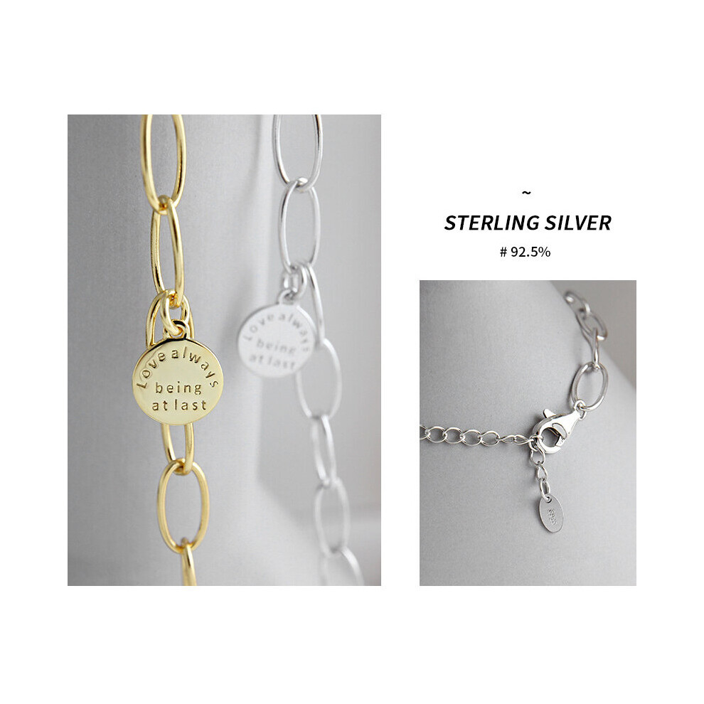 Real 925 Sterling Silver Anklet Style Geometry English Round Tag 18K Anklet for Women Fine Jewelry - Image 2