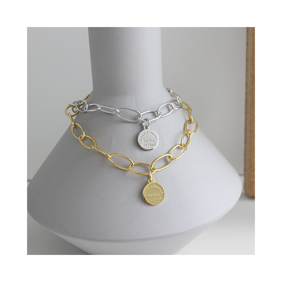 Real 925 Sterling Silver Anklet Style Geometry English Round Tag 18K Anklet for Women Fine Jewelry - Image 3