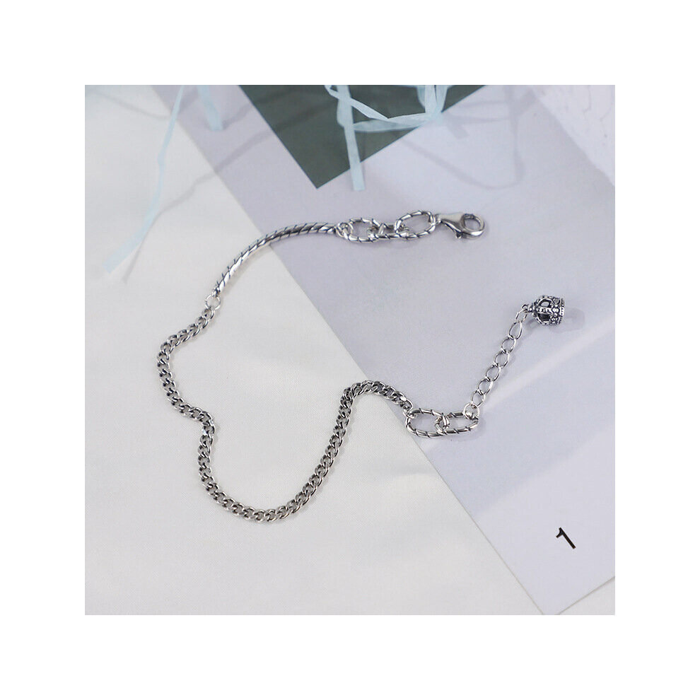 Real 925 Sterling Silver Women Crown Pendant Ankle Bracelet Female Anklet - Image 4