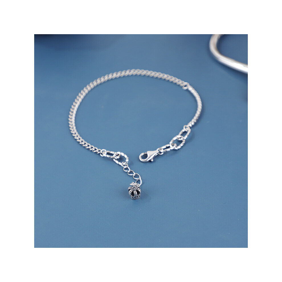 Real 925 Sterling Silver Women Crown Pendant Ankle Bracelet Female Anklet - Image 6