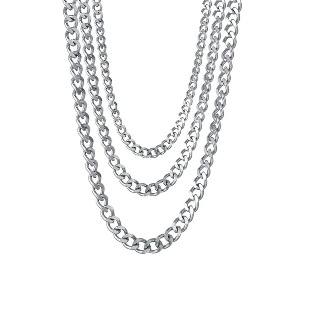 (Silver, 50cm) Classic 5mm Silver/Gold Cuban Necklace Chain