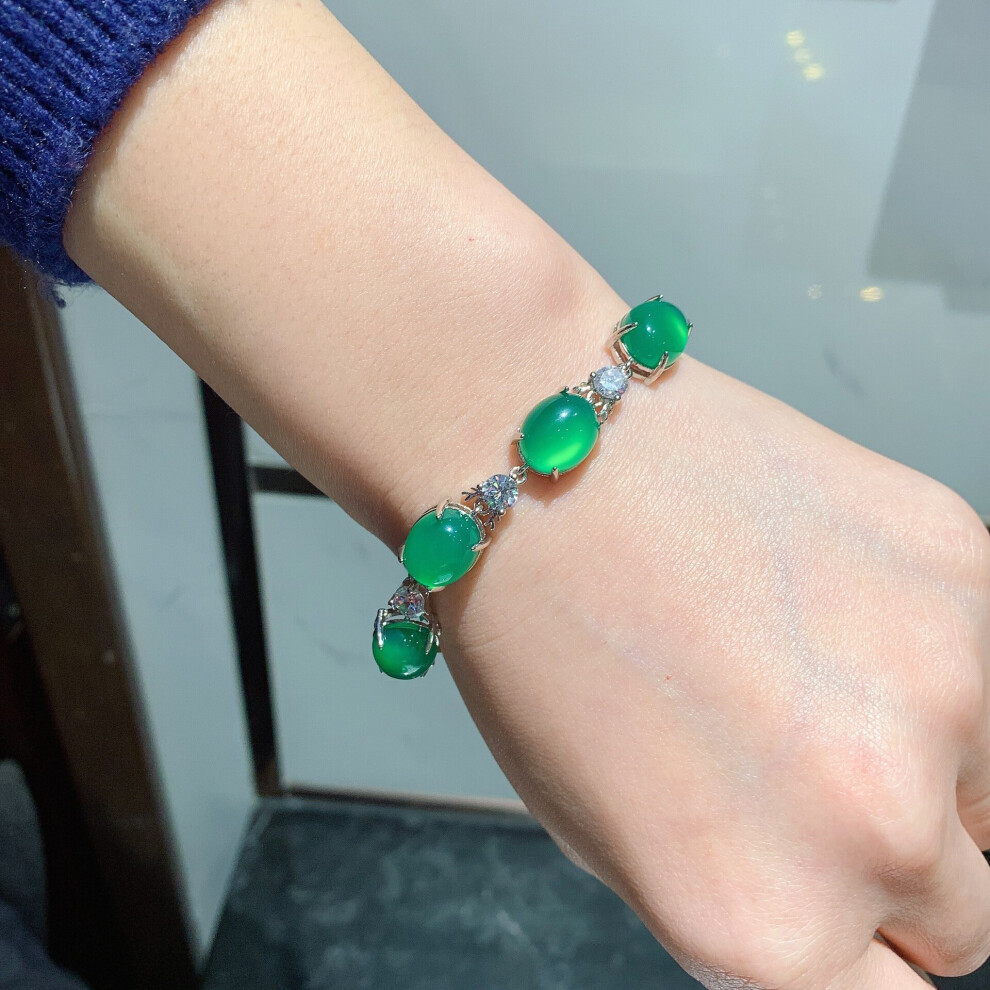 Temperament Bracelets Oval Emerald Tourmaline Gemstone Bracelet For Women 925 Sterling Silver Jewelry Wedding Party