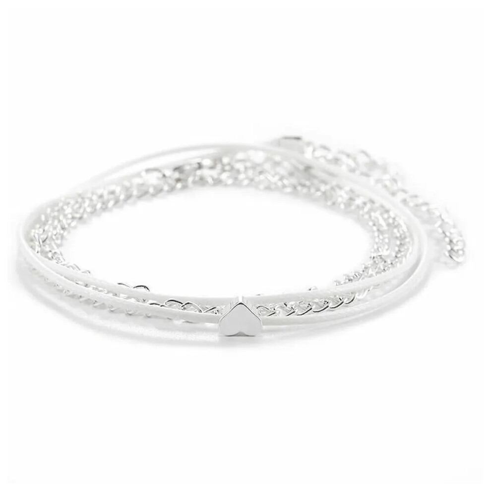 Women Heart Shape Ankle Bracelet Silver Foot Chain Anklet - Image 2
