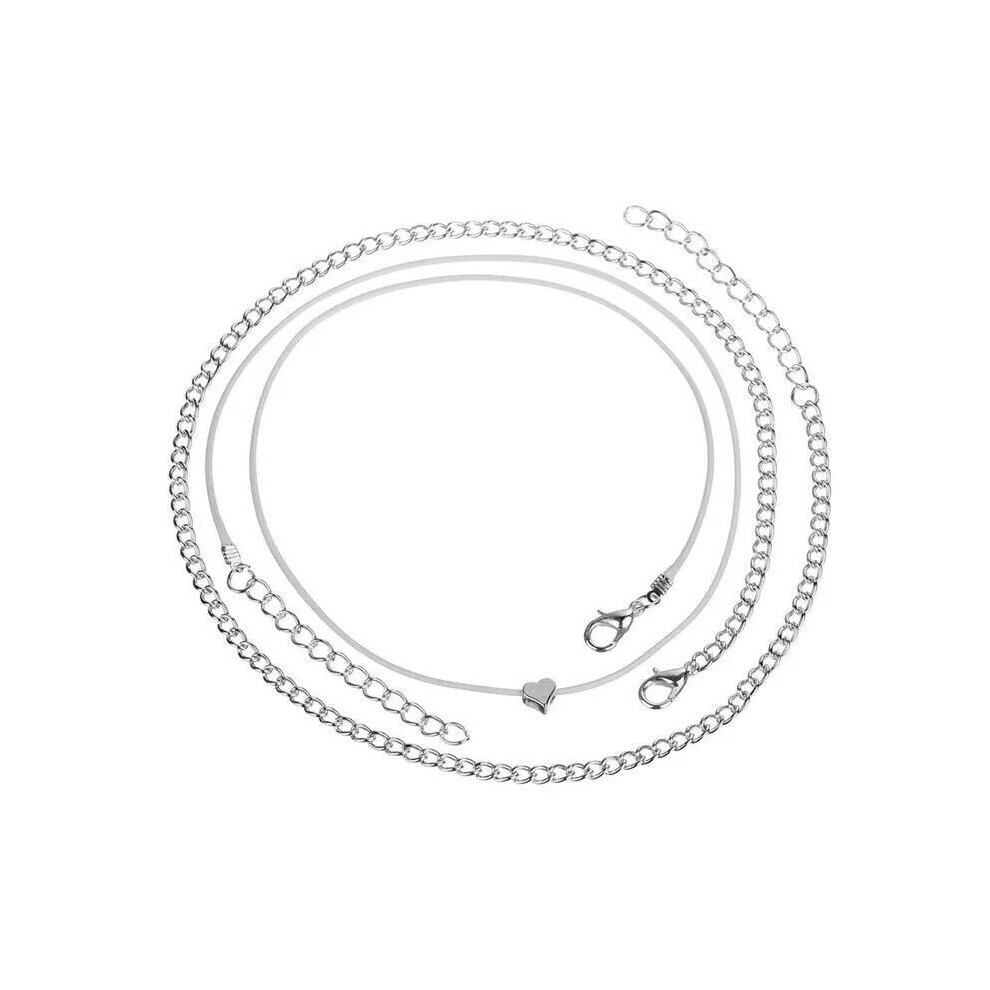 Women Heart Shape Ankle Bracelet Silver Foot Chain Anklet - Image 4